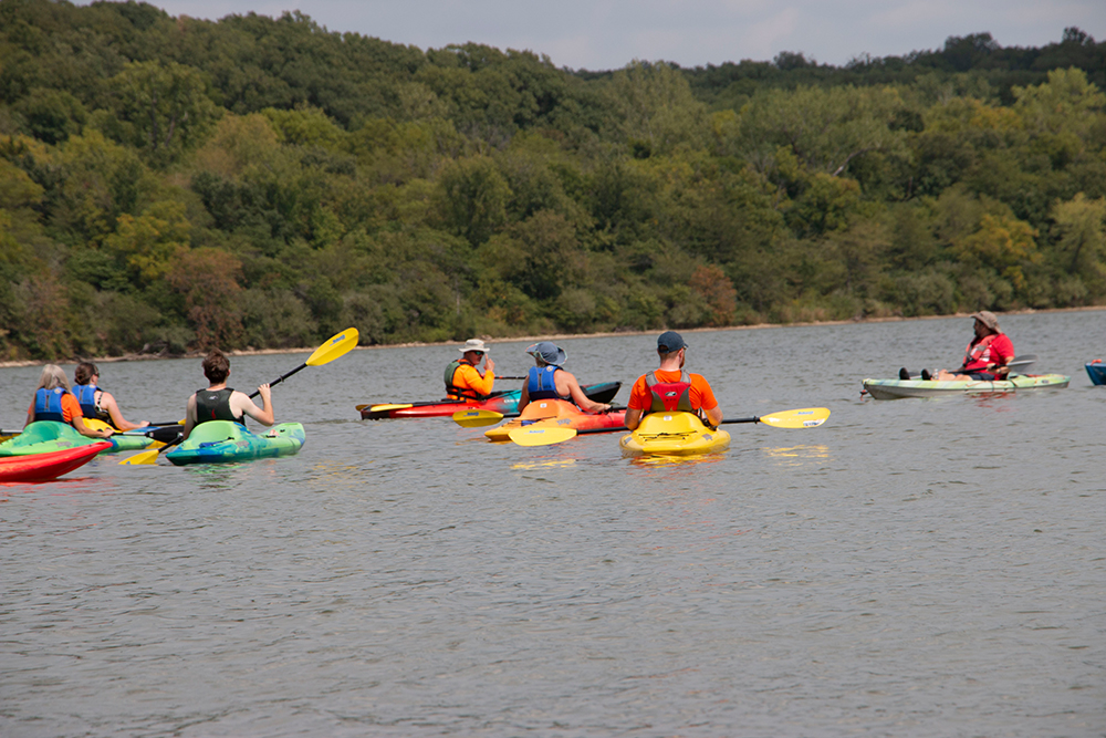 kayakers participating in a Missouri State Park Learn 2 Kayak course